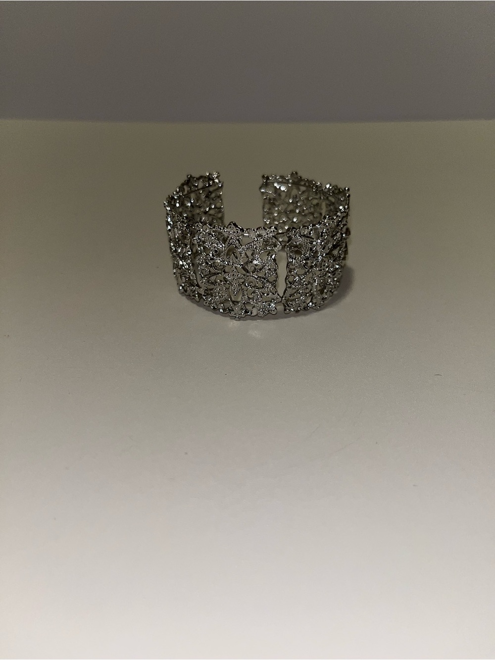 Silver Crystal Filigree Cuff Bracelet - Women Jewelry
